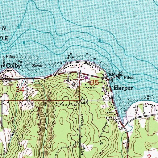 Topographic Map of South Colby Post Office, WA