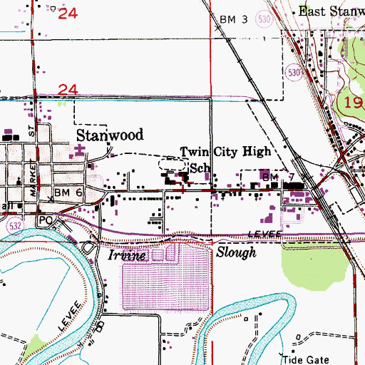 Topographic Map of Stanwood Post Office, WA