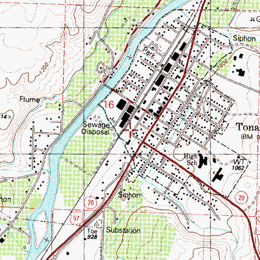 Topographic Map of Tonasket Post Office, WA