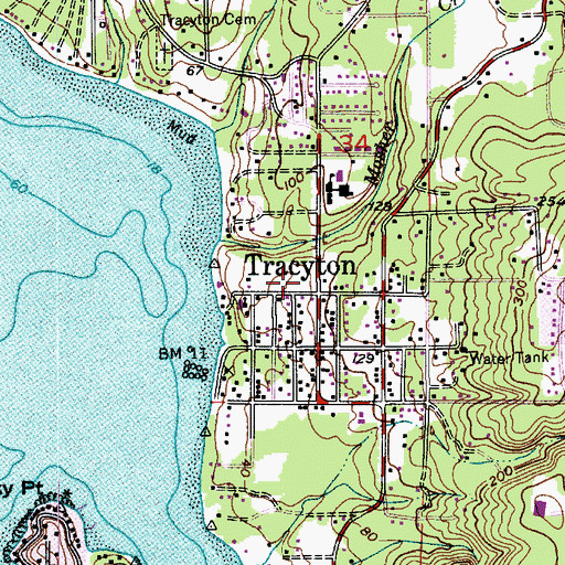 Topographic Map of Tracyton Post Office, WA