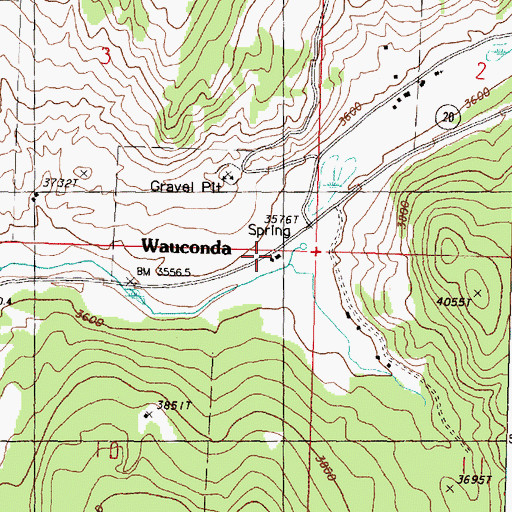 Topographic Map of Wauconda Post Office, WA