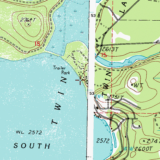 Topographic Map of Log Cabin Resort Mobile Home Park, WA