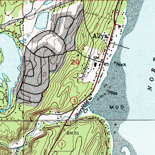 Topographic Map of Allynview Mobile Park, WA
