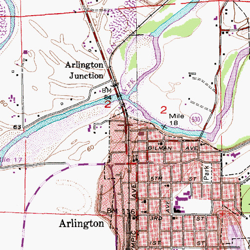Topographic Map of Riverside Mobile Home Park, WA