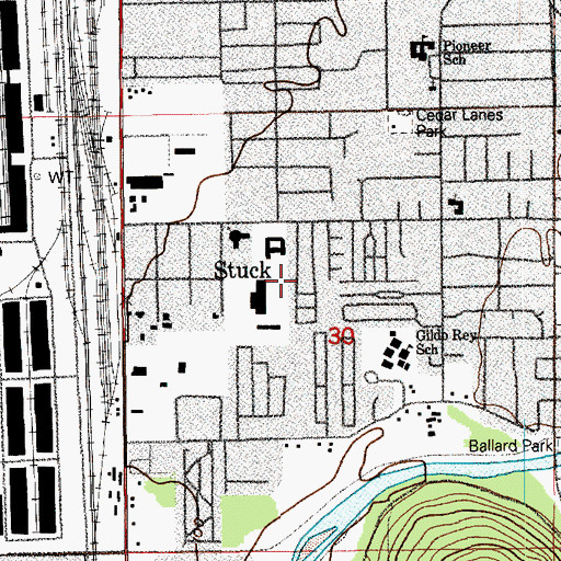 Topographic Map of Auburn Green Mobile Home Park, WA