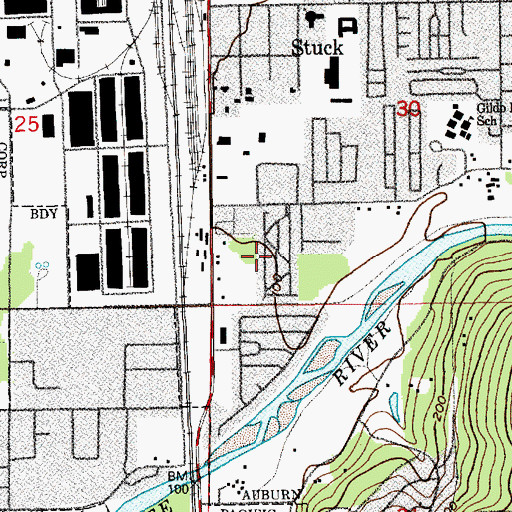 Topographic Map of Auburn Manor Community Mobile Home Park, WA