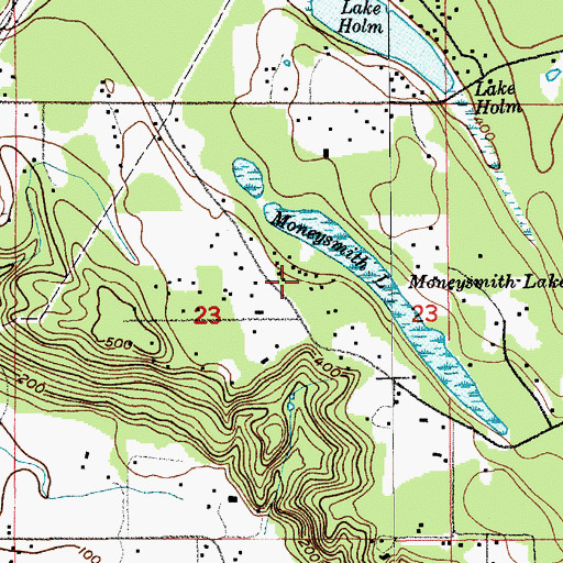 Topographic Map of Lake Money Smith Estates Mobile Home Park, WA