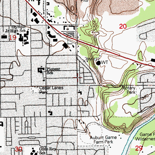 Topographic Map of Leisure Manor Mobile Community, WA