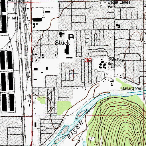 Topographic Map of Spaids Unique Manor and Estates Mobile Home Park, WA