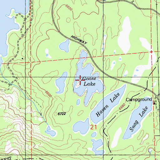 Topographic Map of Goose Lake, CA