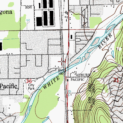Topographic Map of White River Estate Mobile Home Park, WA