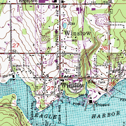 Topographic Map of Islander Mobile Home Park, WA