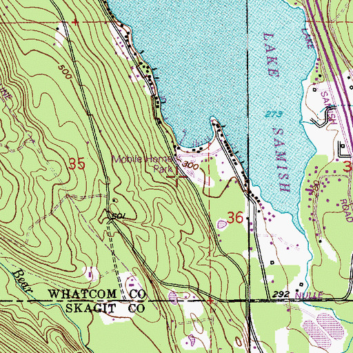 Topographic Map of Calmor Cove Club Mobile Home Park, WA