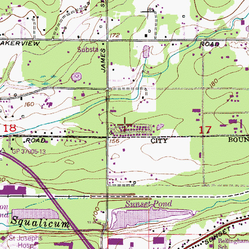 Topographic Map of James Street Estates Mobile Home Park, WA