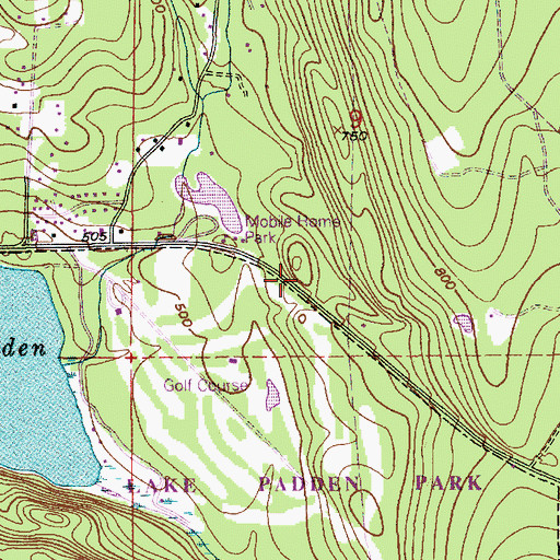 Topographic Map of Lake Padden Estates Mobile Home Park, WA