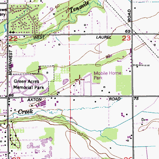 Topographic Map of Manthey's Country Mobile Home Park, WA