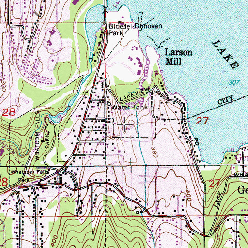 Topographic Map of Mill Wheel Mobile Home Park, WA