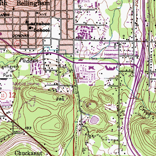 Topographic Map of Parkway Village Mobile Home Park, WA