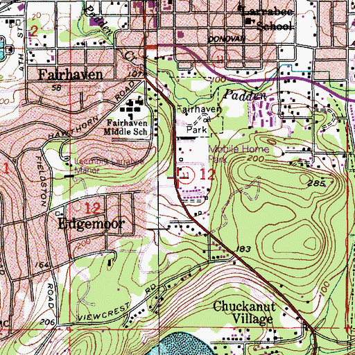 Topographic Map of Robin Lane Mobile Home Park, WA