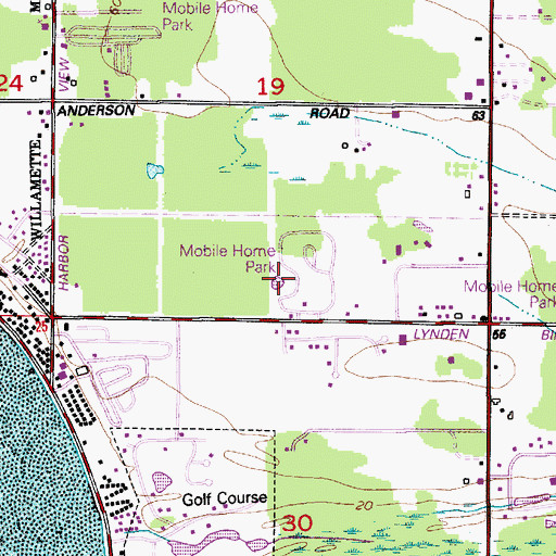 Topographic Map of Baywood Mobile Home Park, WA