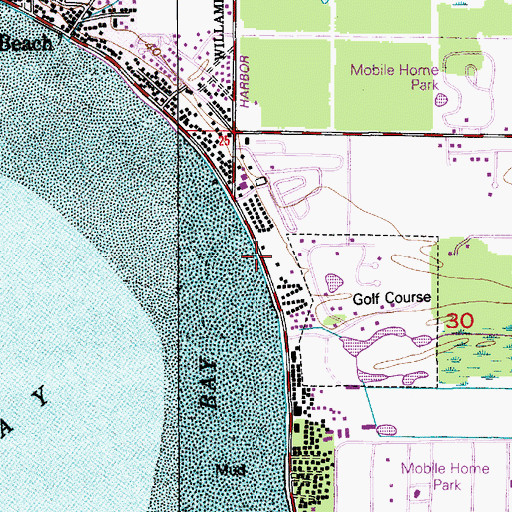 Topographic Map of Edgewater Resort and Trailer Park, WA