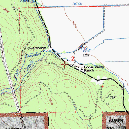 Topographic Map of Goose Valley Ranch, CA