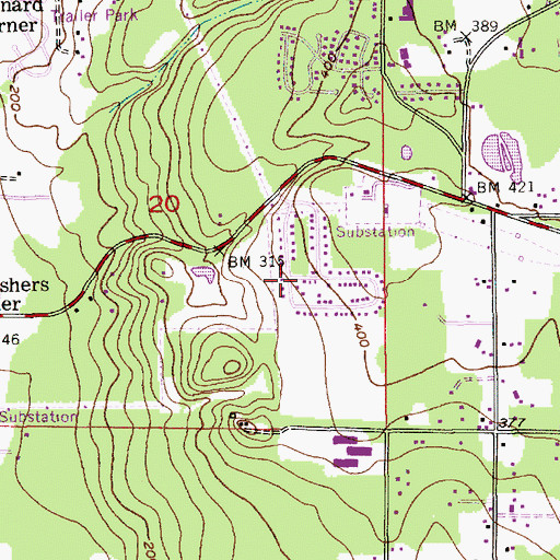 Topographic Map of Cascade Vista Mobile Estates, WA