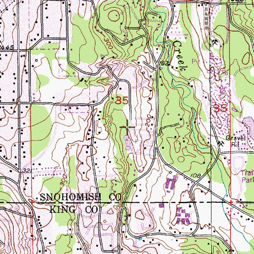 Topographic Map of Country Club Senior Mobile Park, WA