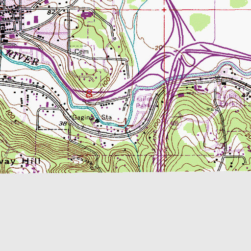 Topographic Map of River Shores Mobile Home Park, WA
