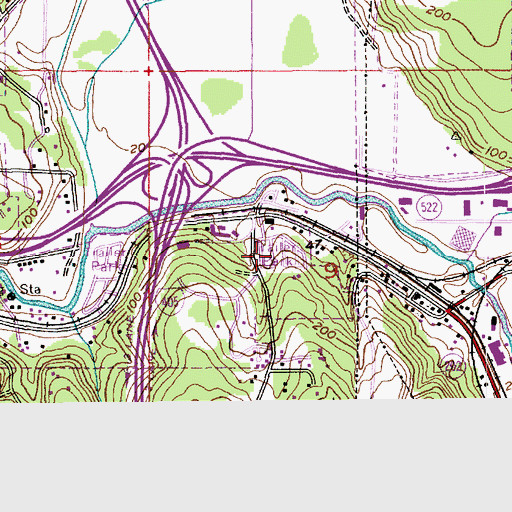Topographic Map of Valley View Mobile Manor, WA
