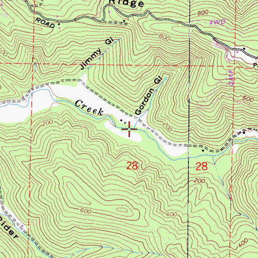 Topographic Map of Gordon Gulch, CA