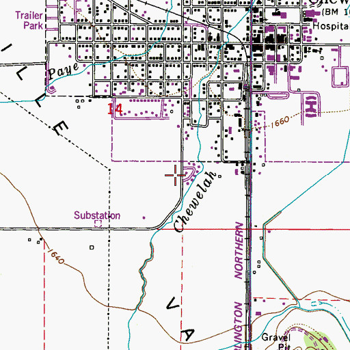 Topographic Map of Steven's Street Mobile Home Park, WA