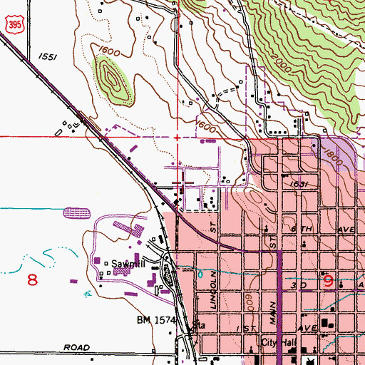Topographic Map of Millers Mobile Home Park, WA