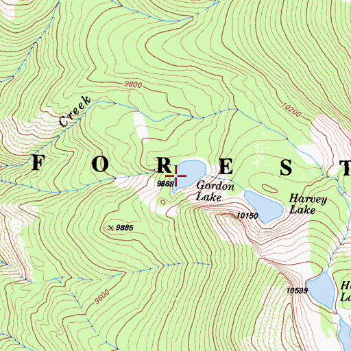 Topographic Map of Gordon Lake, CA