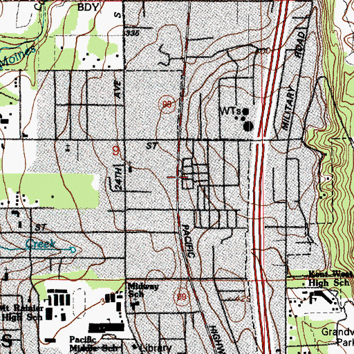 Topographic Map of Pine Terrace Mobile Home Park, WA