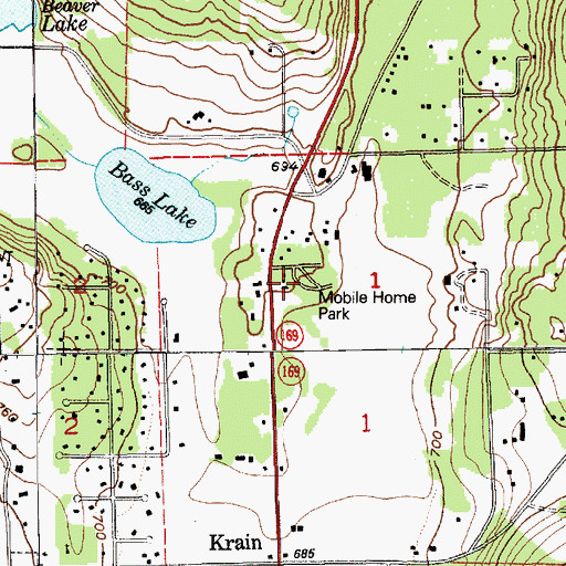 Topographic Map of Misty Mountain Mobile Home Park, WA