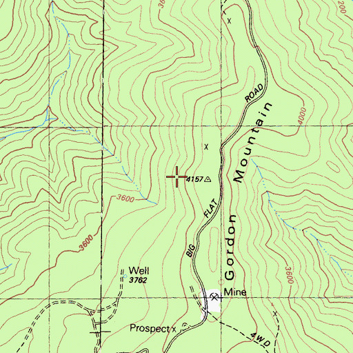 Topographic Map of Gordon Mountain, CA