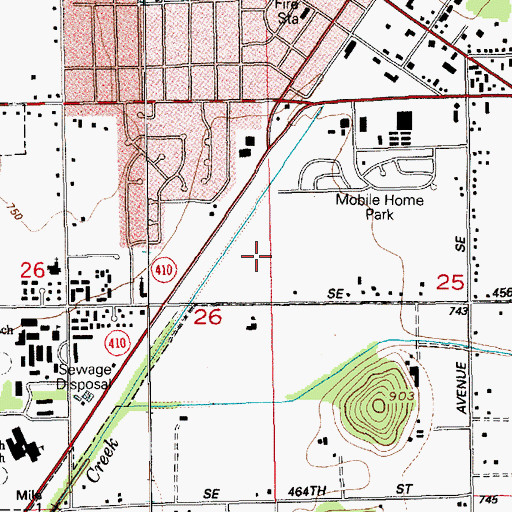 Topographic Map of Mountain Meadows Manufactured Home Community, WA