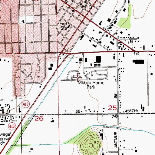 Topographic Map of Mountain Villa Mobile Manor, WA