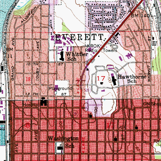 Topographic Map of Broadway Terrace Mobile Home Park, WA