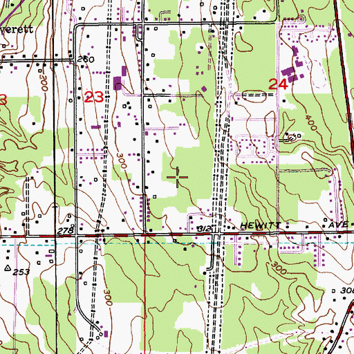 Topographic Map of Cardinal Estates Mobile Home Park, WA