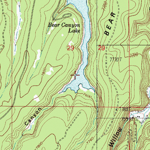 Topographic Map of Bear Canyon Lake, AZ