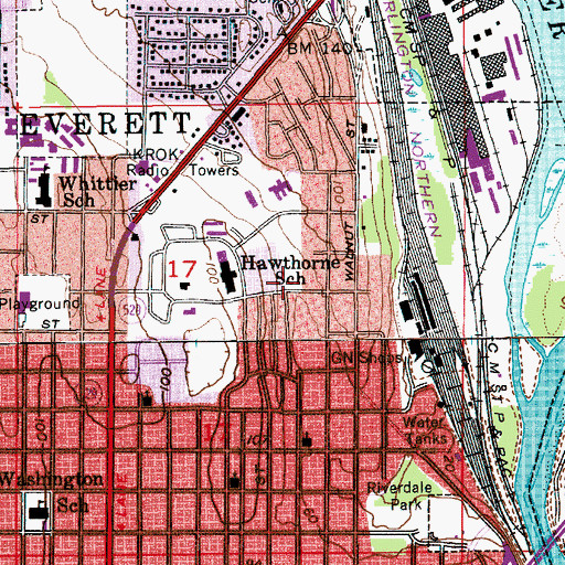 Topographic Map of Pine Street Mobile Home Park, WA