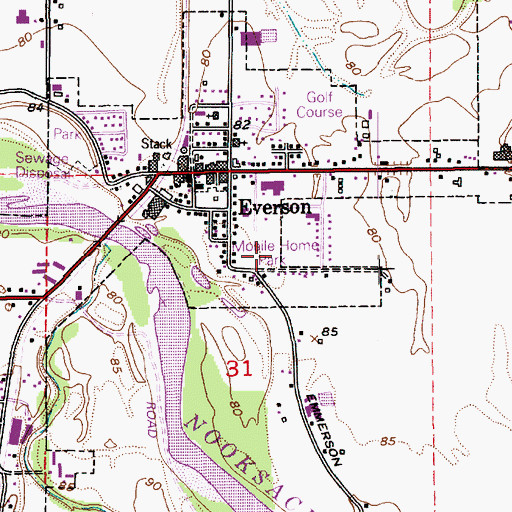 Topographic Map of Everson Mobile Home Estates, WA