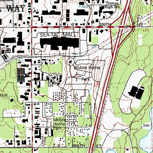 Topographic Map of Belmor Mobile Home Park, WA