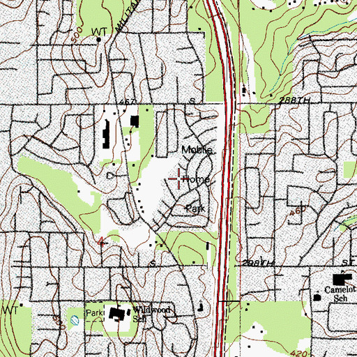 Topographic Map of Camelot Square Mobile Home Park, WA