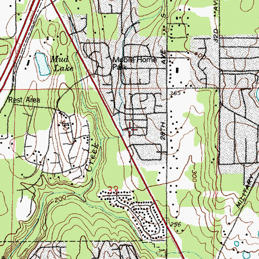 Topographic Map of Killarney Woods Mobile Home Park, WA