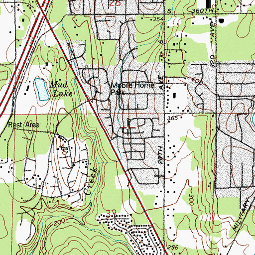 Topographic Map of Kloshe Illahee Mobile Home Park, WA
