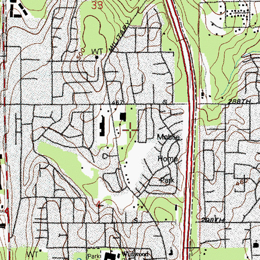 Topographic Map of Parkwood Lane Mobile Home Park, WA