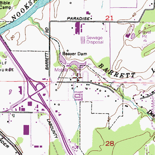 Topographic Map of Barrett Lake Mobile Home Park, WA